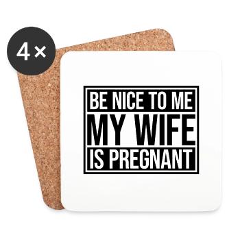 ma femme est enceinte - Dessous de verre (lot de 4) - blanc - Devant
