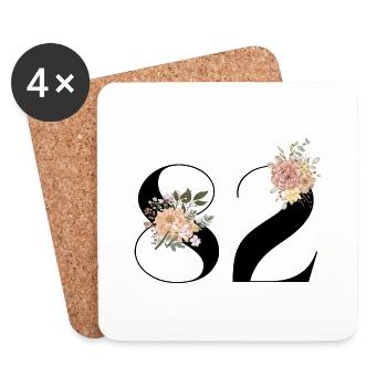 Blumen zum 82. Jahrestag (Geschenk von 82 Jahren) - Untersetzer (4er-Set) - Weiß - Vorne
