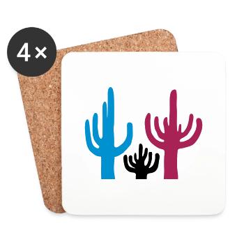 Colorful 3 Cactus Desert - Coasters (set of 4) - white - Front
