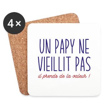 un papy ne vieillit pas il prends de la valeur - Dessous de verre (lot de 4) - blanc - Devant