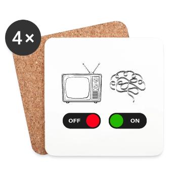 turn tv off and brains on - Coasters (set of 4) - white - Front