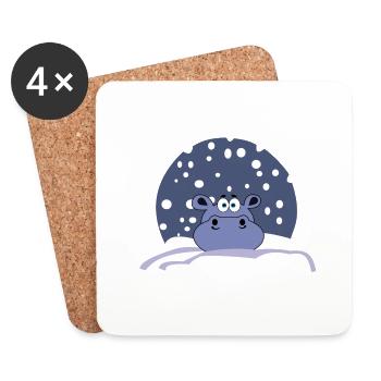 hippo neige hiver froid enfants cadeau enfants enfants - Dessous de verre (lot de 4) - blanc - Devant