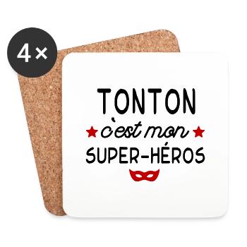 Tonton c est mon super héros - Dessous de verre (lot de 4) - blanc - Devant