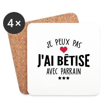 je peux pas j ai bêtise avec parrain - Dessous de verre (lot de 4) - blanc - Devant
