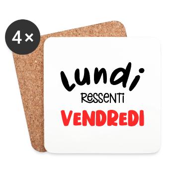 lundi ressenti vendredi - humour au travail - Dessous de verre (lot de 4) - blanc - Devant