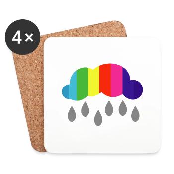 Wolke Regen Regenbogen Farben Geschenkidee - Untersetzer (4er-Set) - Weiß - Vorne