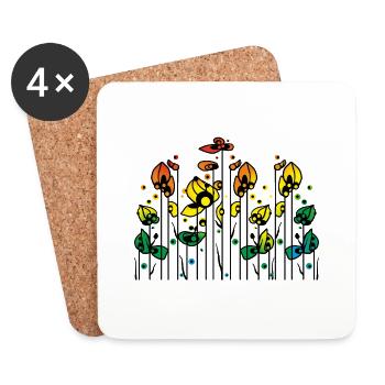 Fleur - Dessous de verre (lot de 4) - blanc - Devant