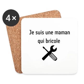 Maman qui bricole | Idée cadeau femme - Dessous de verre (lot de 4) - blanc - Devant