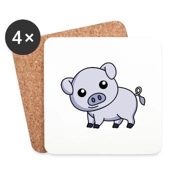 Pig Comic Animal - Coasters (set of 4) - white - Front
