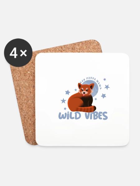 Wildtier -Roter Panda - Untersetzer (4er-Set) - Weiß