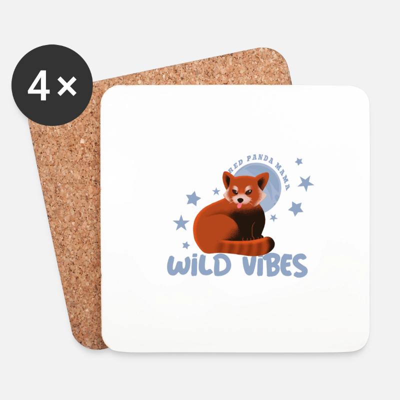 Wildtier -Roter Panda - Untersetzer (4er-Set) - Weiß