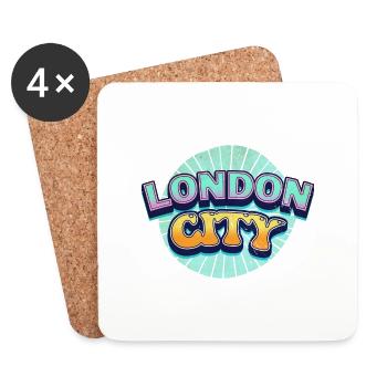 London England UK City Font Pop Art Comic - Coasters (set of 4) - white - Front