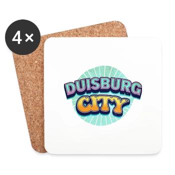 Duisburg Deutschland Stadt Schrift Pop Art Comic - Untersetzer (4er-Set) - Weiß - Vorne