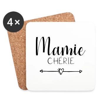 Mamie chérie , grand mère chérie - Dessous de verre (lot de 4) - blanc - Devant
