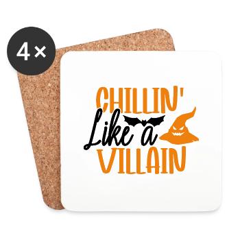 Chillin Like A Villian - Chauves-souris et Pumkins - Dessous de verre (lot de 4) - blanc - Devant