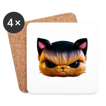 Magical angry cat face! - Coasters (set of 4) - white - Front