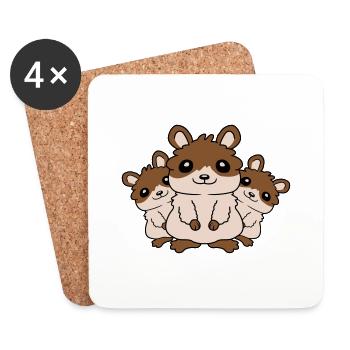 Crew Hamster Family Children - Coasters (set of 4) - white - Front
