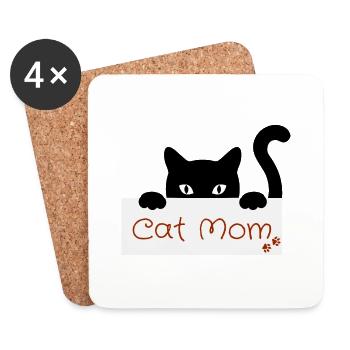 Cat Mom Lover - chat tenant sa famille - Dessous de verre (lot de 4) - blanc - Devant