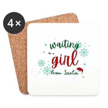Waiting for a girl from Santa Weihnachtswunsch - Untersetzer (4er-Set) - Weiß - Vorne