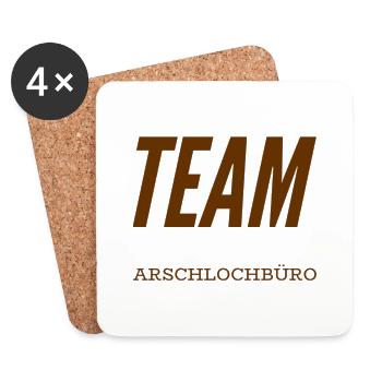 TEAM A-lochbüro. Lustiges T-Shirt für ein Büro : ) - Untersetzer (4er-Set) - Weiß - Vorne