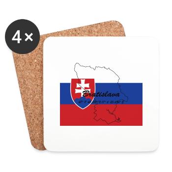 Bratislava - Hauptstadt mit GPS & Flagge - Untersetzer (4er-Set) - Weiß - Vorne