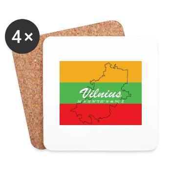 Vilnius - Hauptstadt mit GPS & Flagge - Untersetzer (4er-Set) - Weiß - Vorne