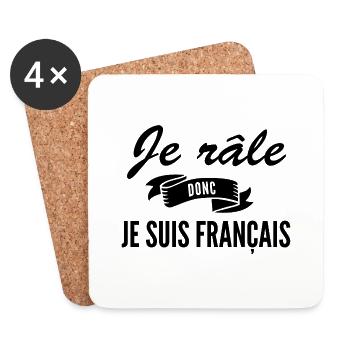 je râle donc je suis français / humour râleur - Dessous de verre (lot de 4) - blanc - Devant