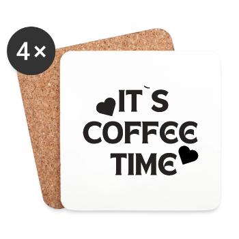 I`ts coffee time Kaffee Geschenkidee - Untersetzer (4er-Set) - Weiß - Vorne