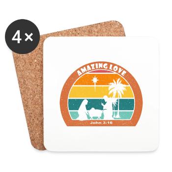 Amazing Love, Christian Nativity Bible Verse - Coasters (set of 4) - white - Front