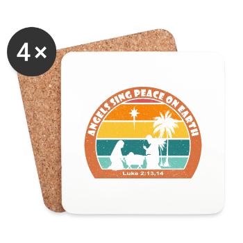 Angels Sing Peace - Christmas Nativity with Jesus - Coasters (set of 4) - white - Front