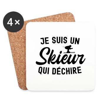 je suis un skieur qui déchire - Dessous de verre (lot de 4) - blanc - Devant