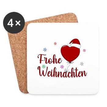 Frohe Weihnachten Herz - Untersetzer (4er-Set) - Weiß - Vorne