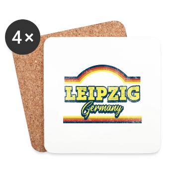 Leipzig Deutschland Stadt Schrift Vintage Retro - Untersetzer (4er-Set) - Weiß - Vorne