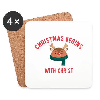 Christmas Begins With Christ - Dessous de verre (lot de 4) - blanc - Devant