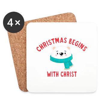 Christmas Begins With Christ - Dessous de verre (lot de 4) - blanc - Devant