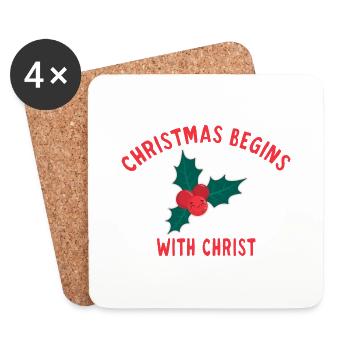 Christmas Begins With Christ branche de gui - Dessous de verre (lot de 4) - blanc - Devant