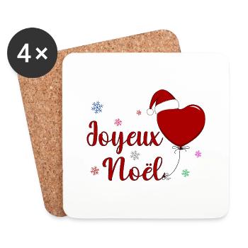 Joyeux Noel Weihnachtsfeier Frankreich - Untersetzer (4er-Set) - Weiß - Vorne