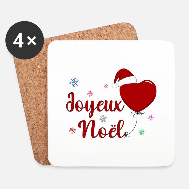 Joyeux Noel Weihnachtsfeier Frankreich - Untersetzer (4er-Set) - Weiß