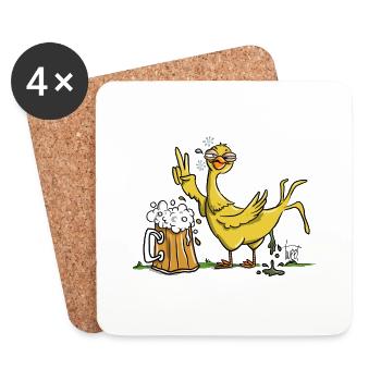 Oiseau ivre - Dessous de verre (lot de 4) - blanc - Devant