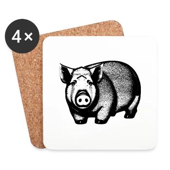 pig sweet pigs pigs animal animals 4 - Coasters (set of 4) - white - Front