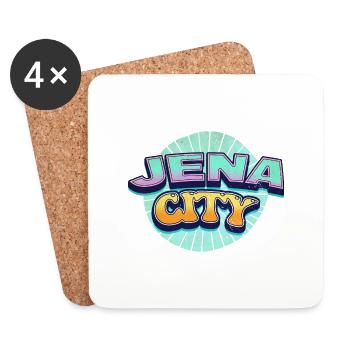 Jena Germany City Font Pop Art Comic - Coasters (set of 4) - white - Front