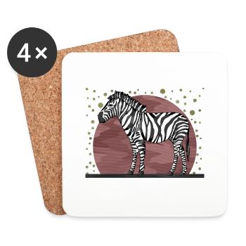 Zèbre - Dessous de verre (lot de 4) - blanc - Devant