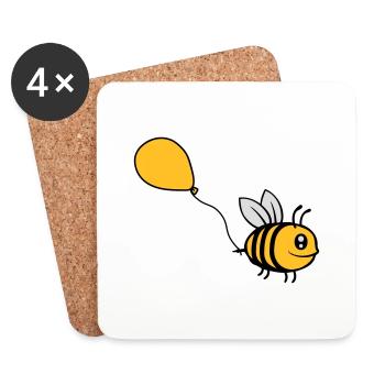 Happy Balloon Bee Comic - Dessous de verre (lot de 4) - blanc - Devant
