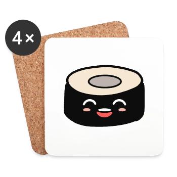 Sushi mit niedlichem Gesicht - Untersetzer (4er-Set) - Weiß - Vorne