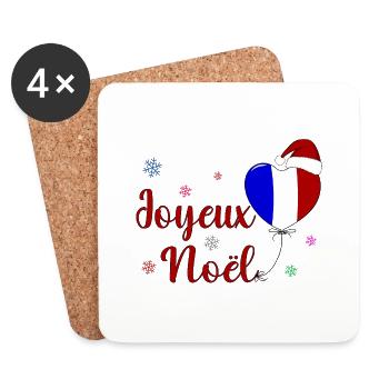 Joyeux Noel Weihnachten Frankreich Flagge - Untersetzer (4er-Set) - Weiß - Vorne