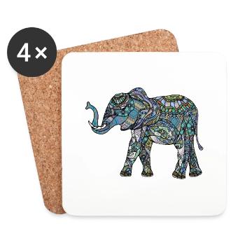 Éléphant - Dessous de verre (lot de 4) - blanc - Devant