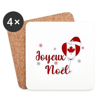 Joyeux Noel Kanada Flagge Herz - Untersetzer (4er-Set) - Weiß - Vorne