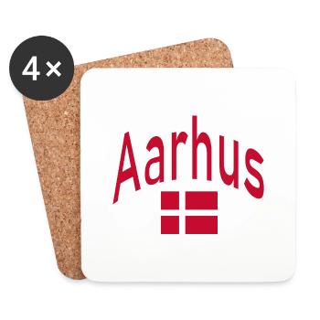 Aarhus Denmark flag - Coasters (set of 4) - white - Front
