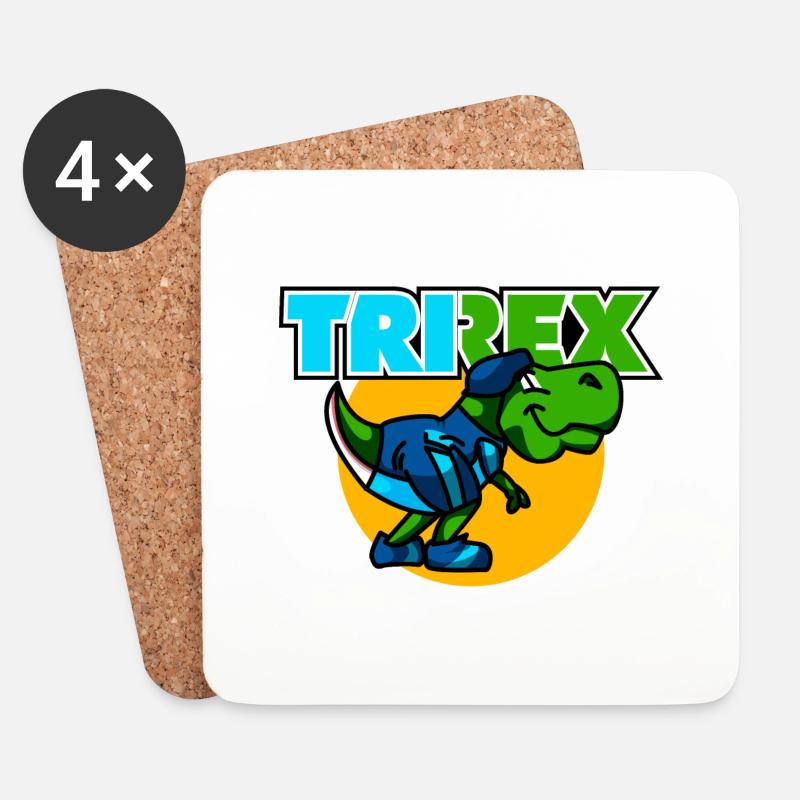 TRI REX im Kreis ist der Triathlon Dinosaurier - Untersetzer (4er-Set) - Weiß