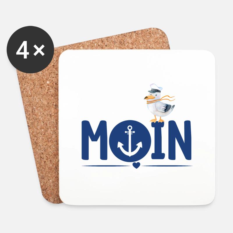 moin liebe blau anker - Untersetzer (4er-Set) - Weiß